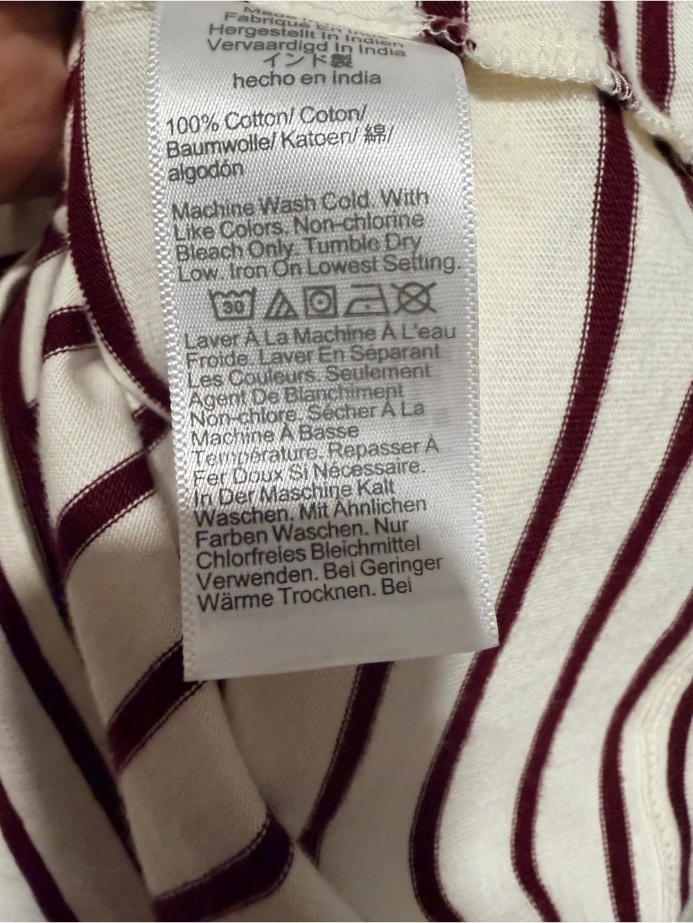 J. Crew Ivory Top with Burgundy Stripes